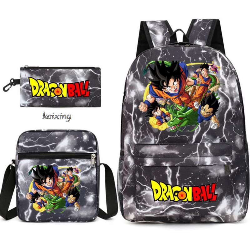 Dragon Ball Backpack Student Shoulder Bag Travel Bag 3-Piece Set