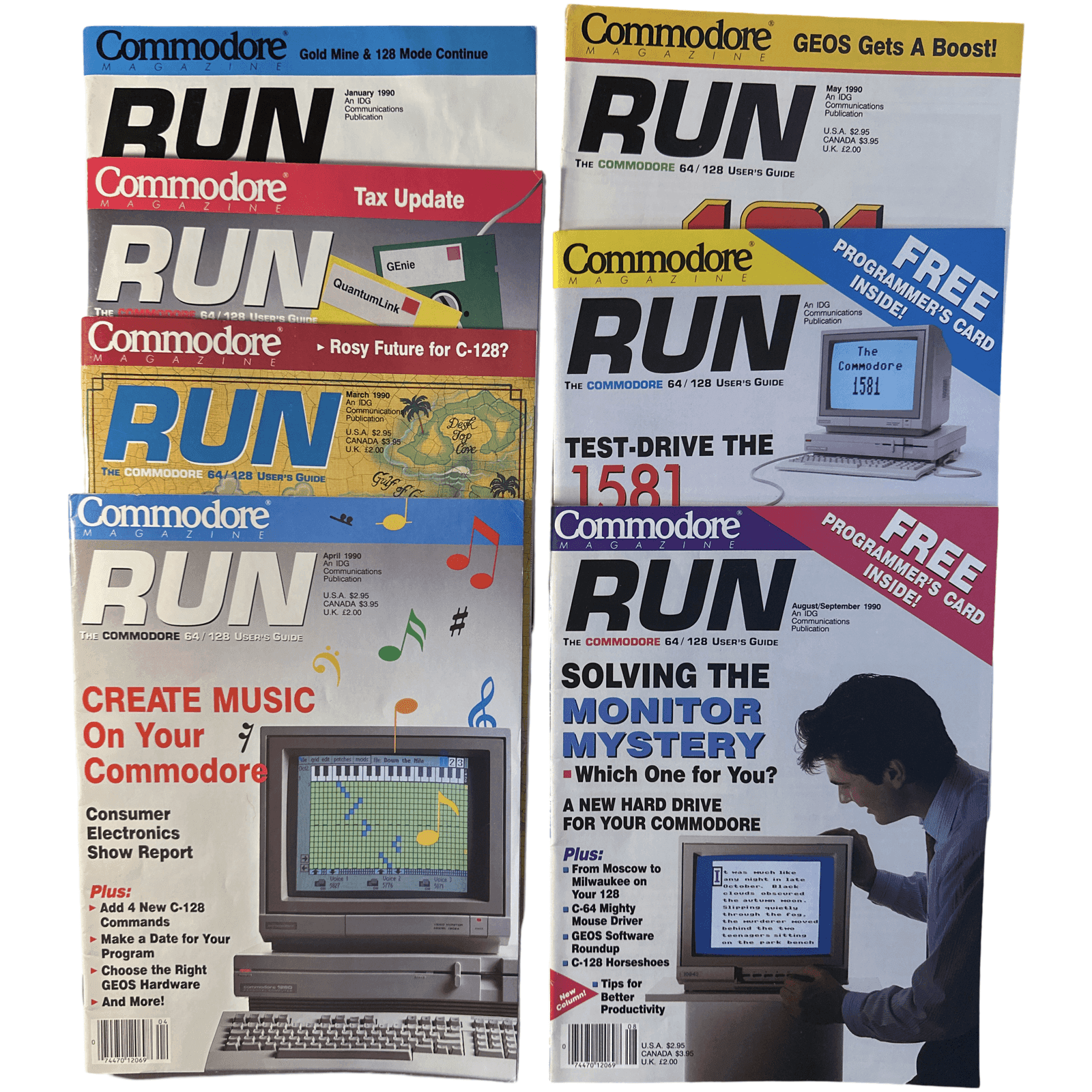 Commodore Run Magazine 1990 Back Issue(s) C64 C128 VIC-20 Commodore 64 Magazine - 