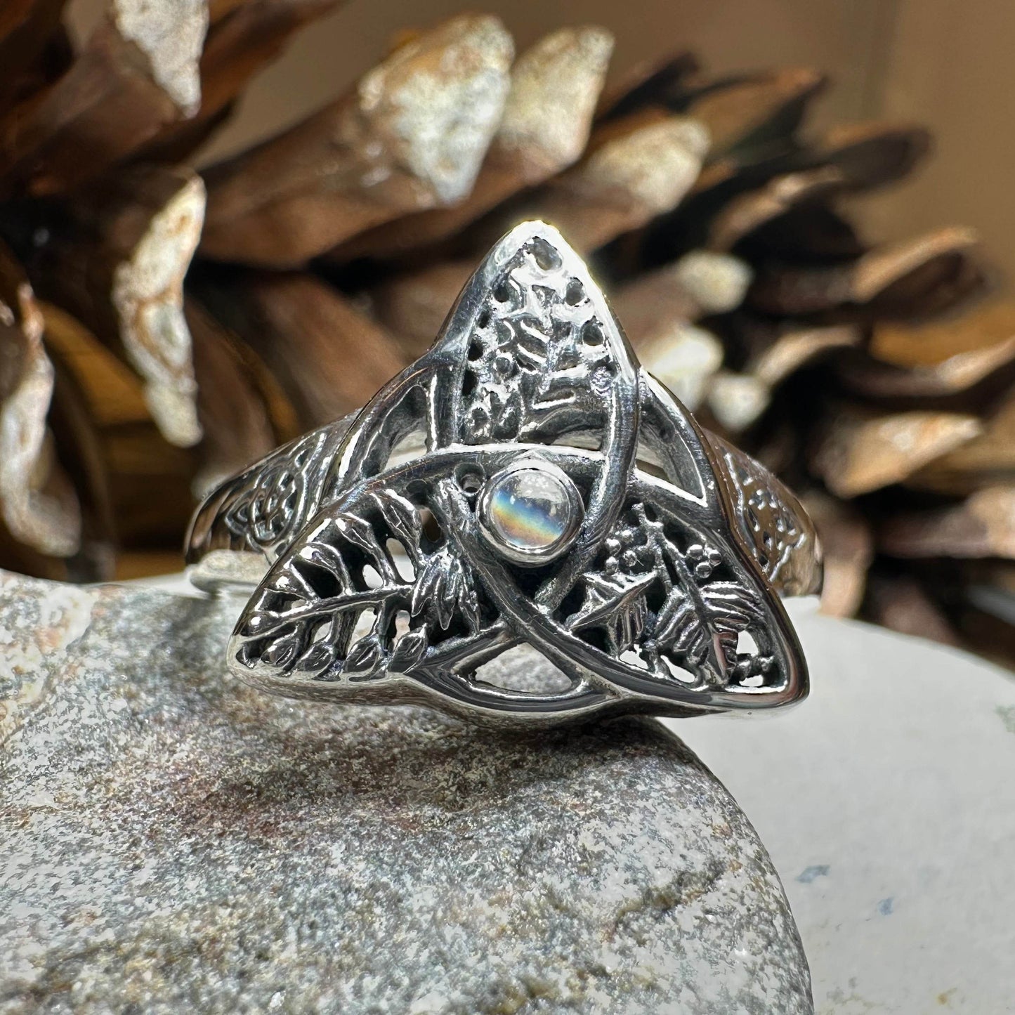 Oak Ash Thorn Moonstone Ring - 5