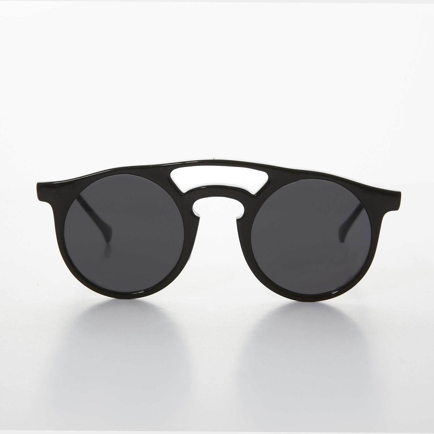 Round Victorian Steampunk Vintage Sunglass - Edgar - Black