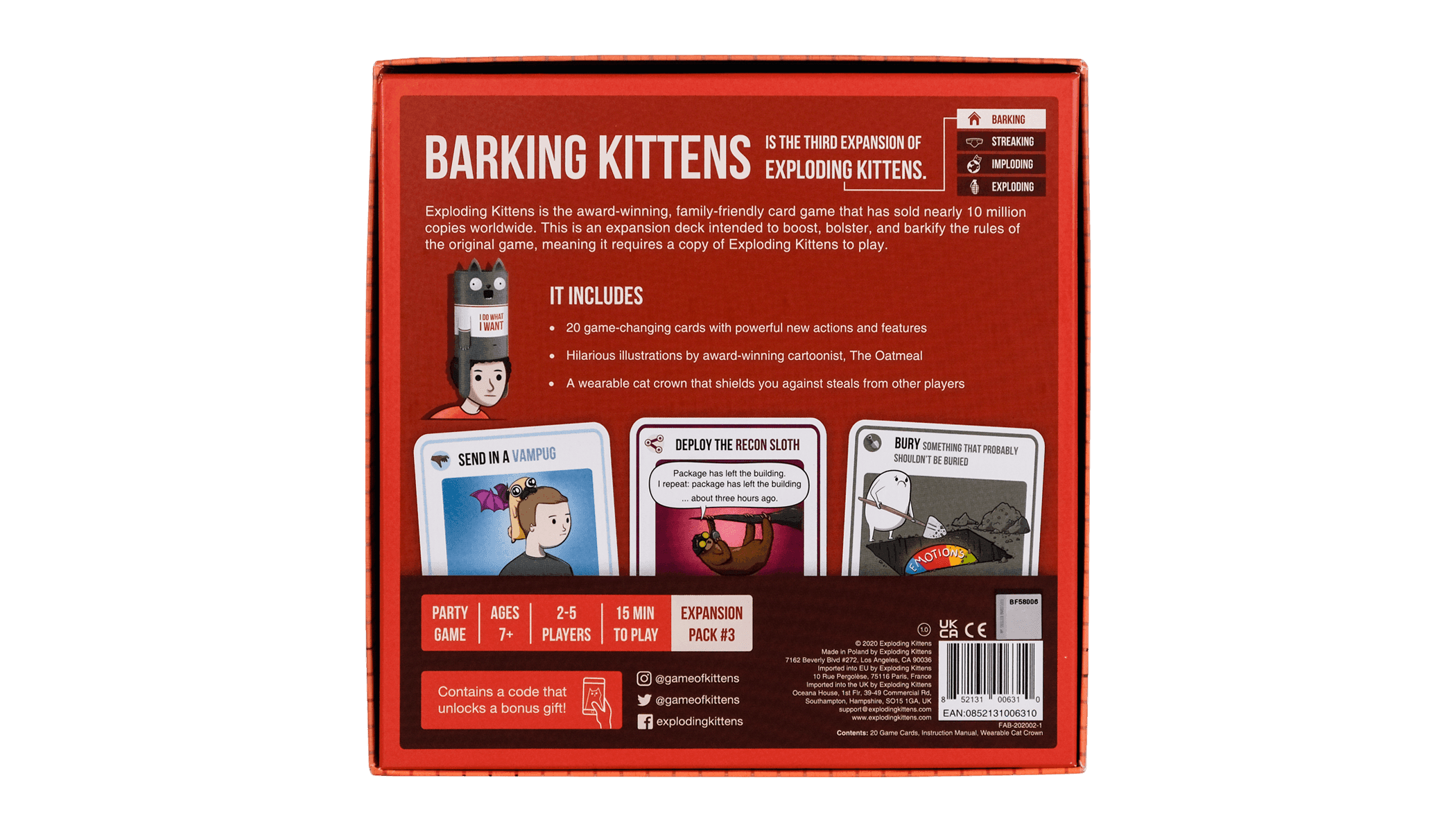 Exploding Kittens: Barking Kittens Expansion - 