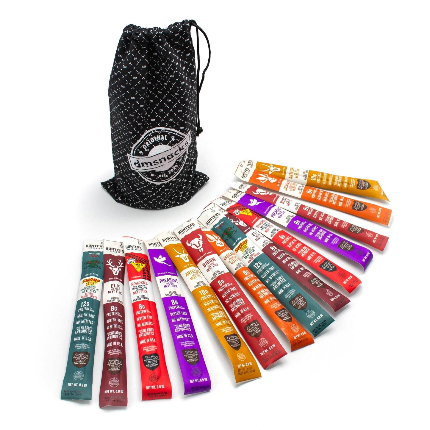 Exotic Meat Sticks Bag – 14 Wild Jerky Snacks | Gourmet Gift with Gamey Flavors - 