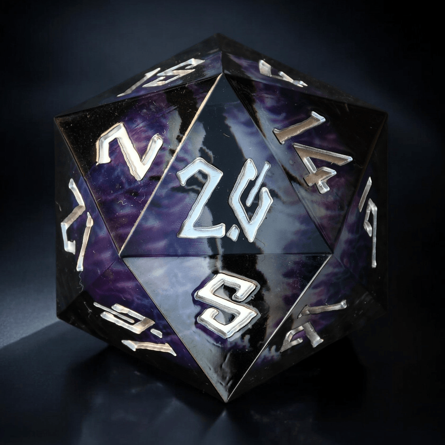 Enchanted Dragon (Black/Silver) Liquid Core 30mm D20 'PRE-ORDER | SPRING EVENT DEAL' - 