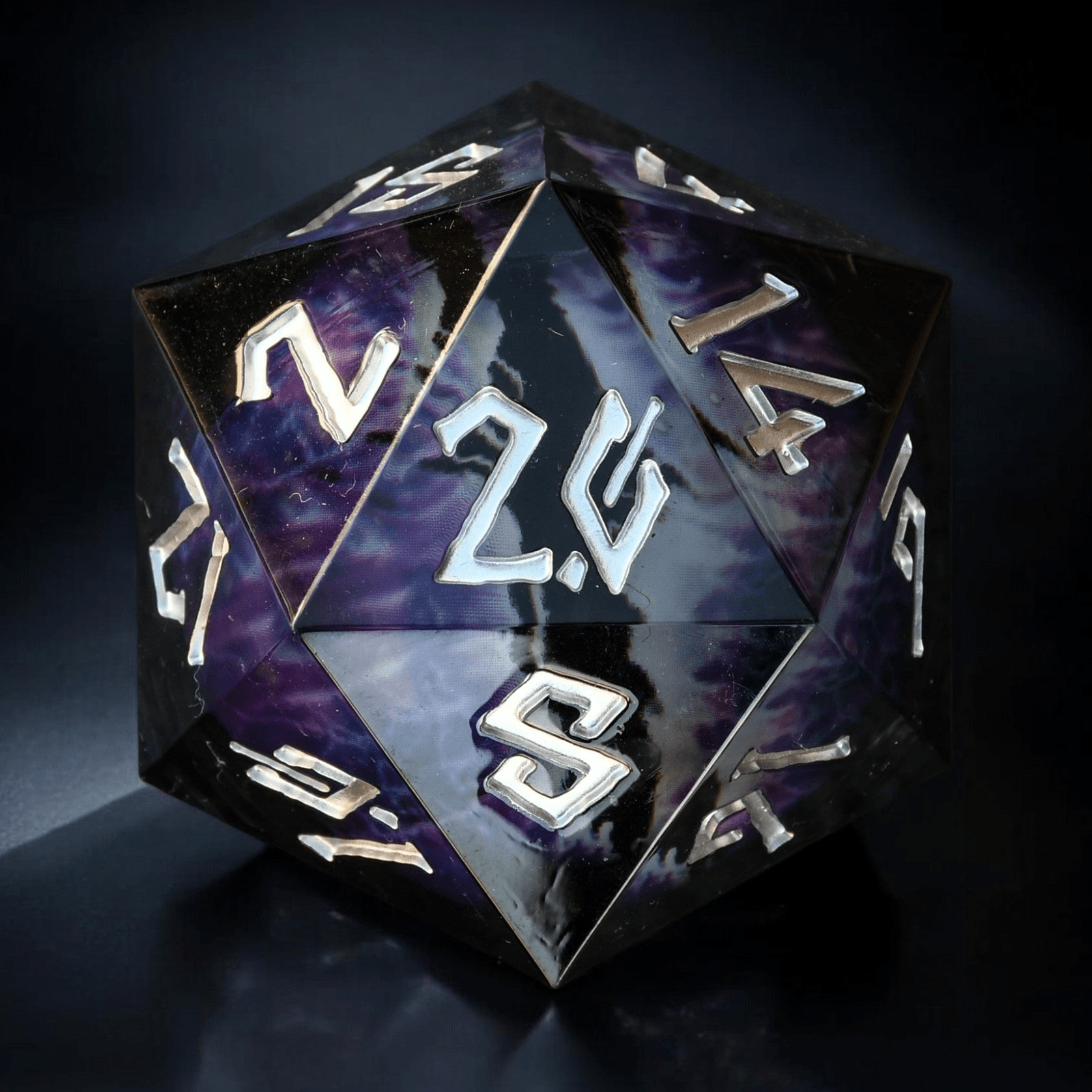 Enchanted Dragon (Black/Silver) Liquid Core 30mm D20 'PRE-ORDER | SPRING EVENT DEAL' - 