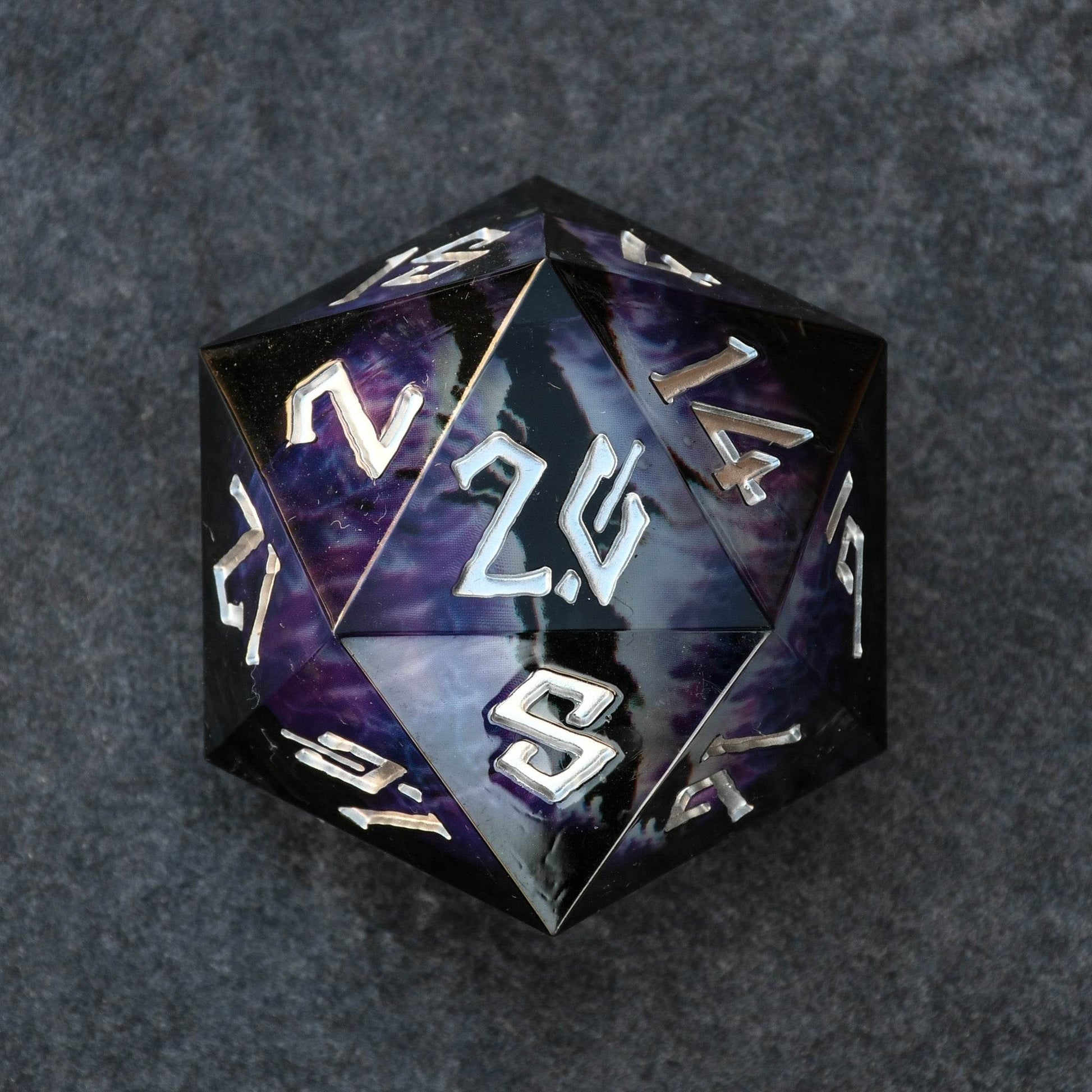 Enchanted Dragon (Black/Silver) Liquid Core 30mm D20 'PRE-ORDER | SPRING EVENT DEAL' - 