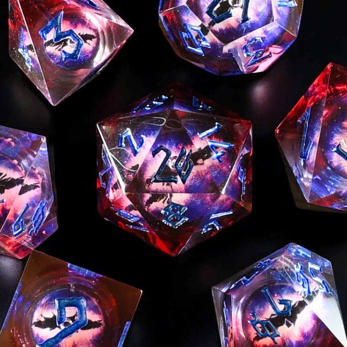 Enchanted Dragon (Red) Liquid Core Dice Set