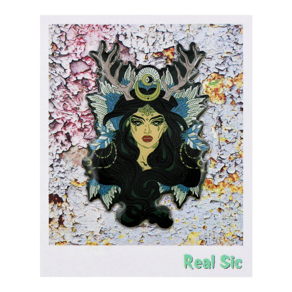 Enchantress Pin - Sorceress Wiccan Druid or Witchy Enamel Pin For Halloween