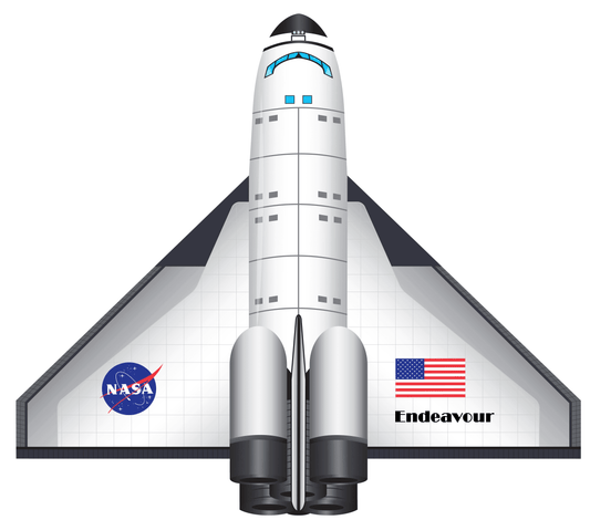 FlightZone Space Shuttle Endeavour 2D Nylon Kite, 52 Inches Wide - 