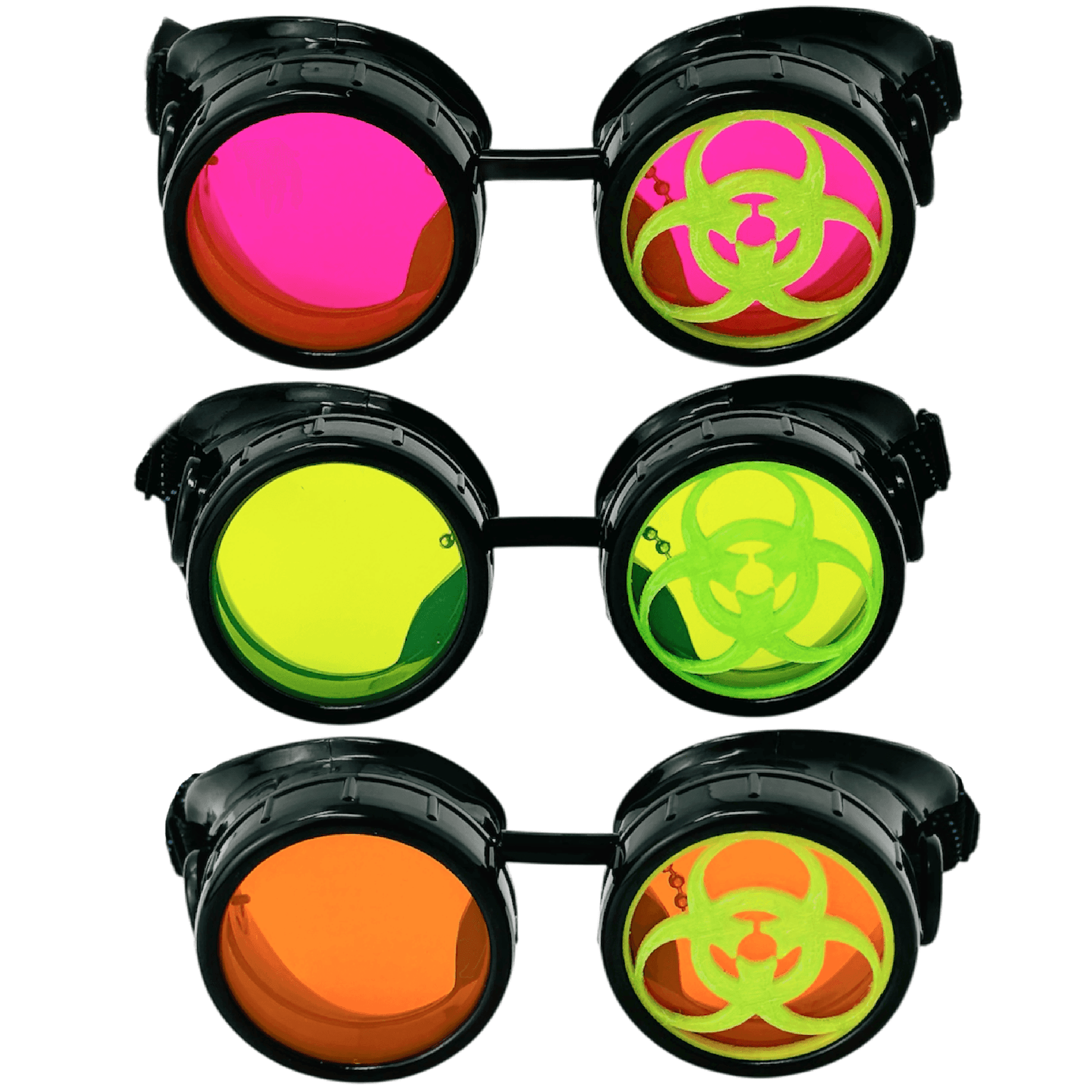 Steampunk Mad Scientist goggles biohazard cosplay glasses neon lenses - neon green