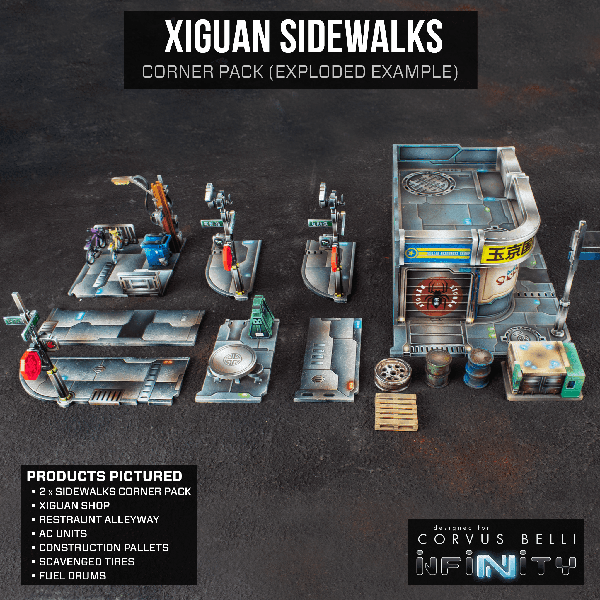 Xiguan Sidewalk - Corners - Color Printed