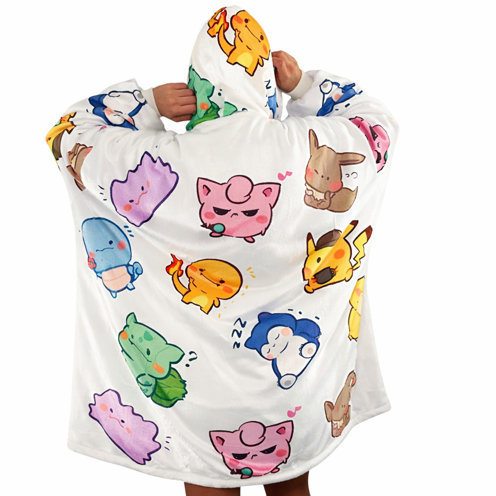 Kawaii Pokémon Wearable Blanket Hoodie for Kids & Adults