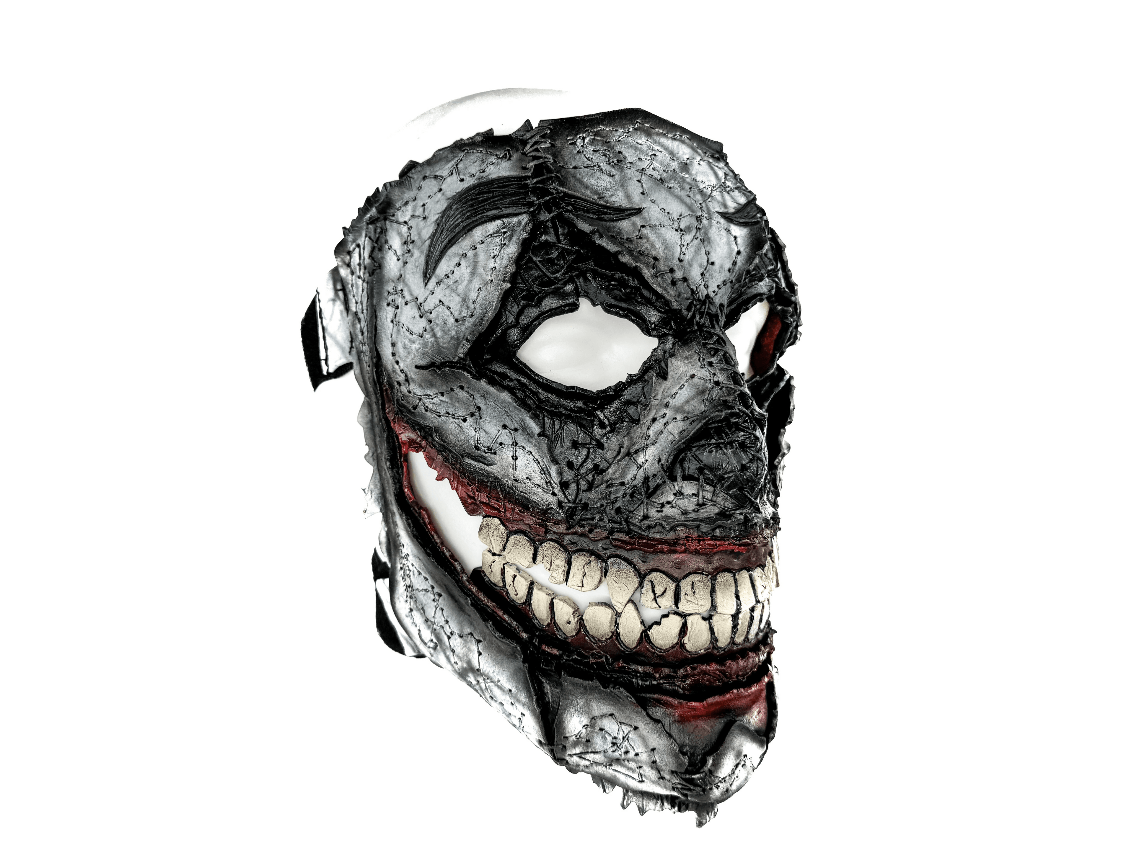 Genuine Leather Mask - GigaMyme Clown - Handmade Mime Full Face Cover for Halloween, Performance or Cosplay Costume - 