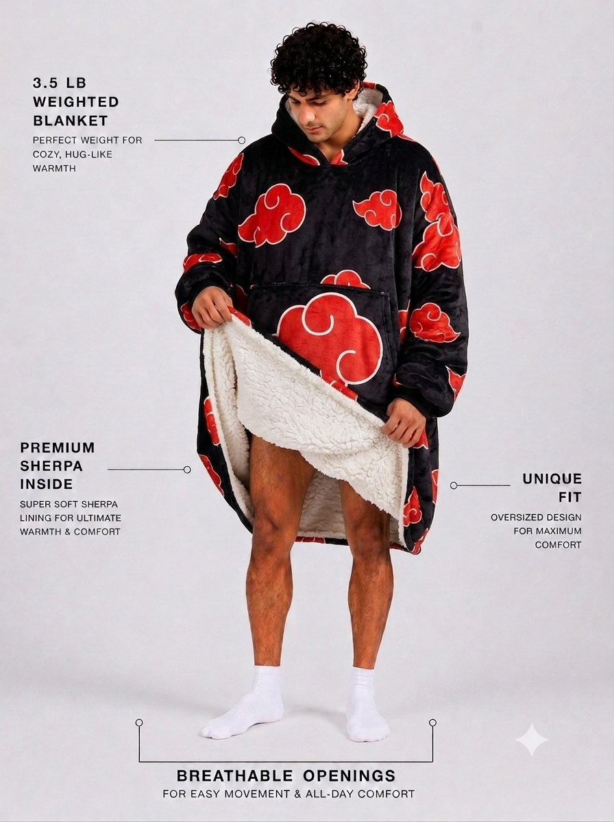 Naruto Itachi Akatsuki Wearable Blanket Hoodie for Kids & Adults | OLM Toys