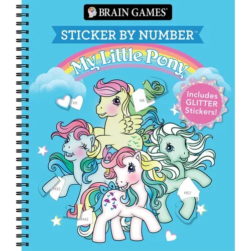 Brain Games - Sticker by Number: My Little Pony - For All Ages Includes Glitter Stickers Perforated, Spiral Bound Nostalgic Activity Book Gift