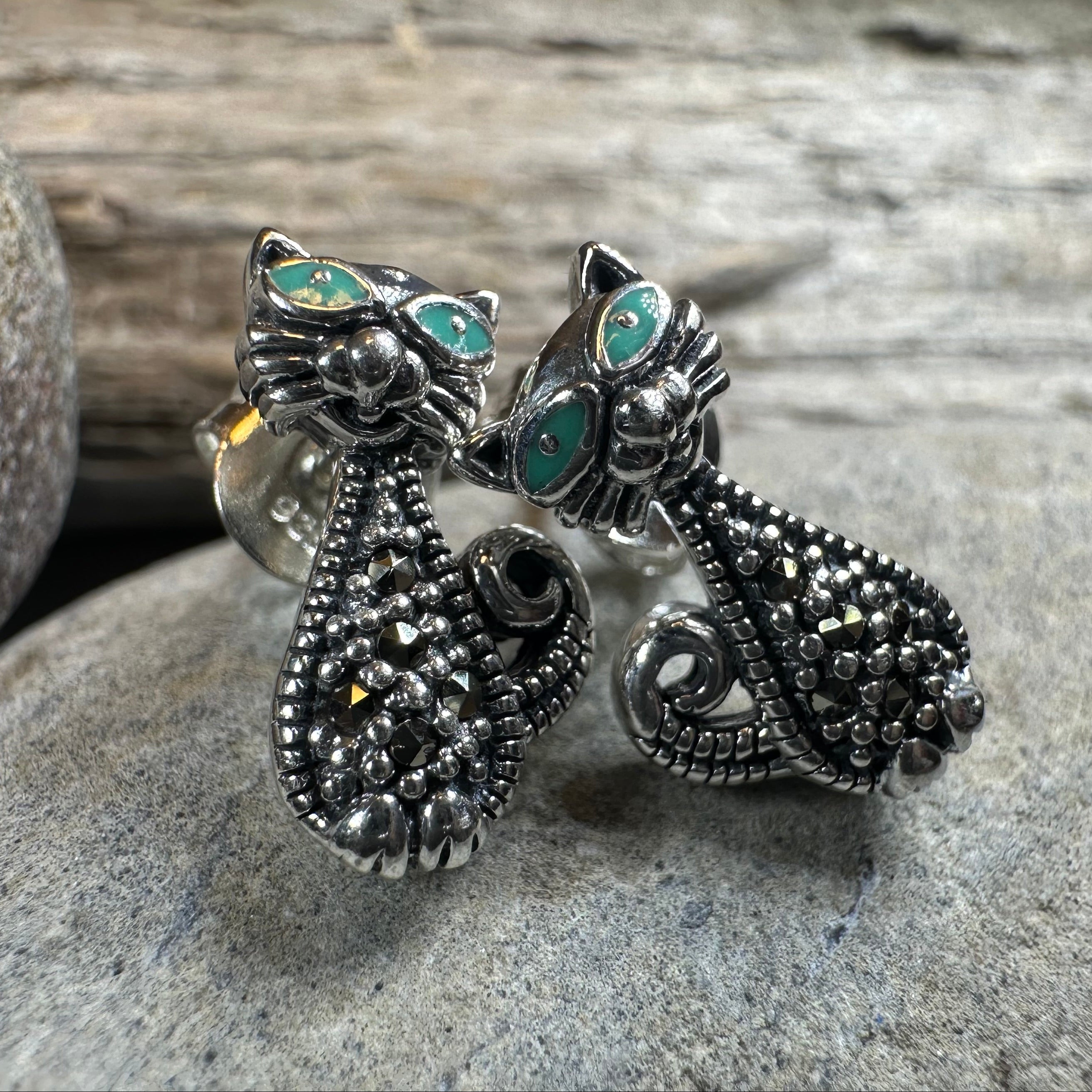Curious Cat Stud Earrings