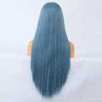 Long Straight Blue Wigs Natural Synthetic Hair Heat Resistant Wigs for Women Girls Cosplay