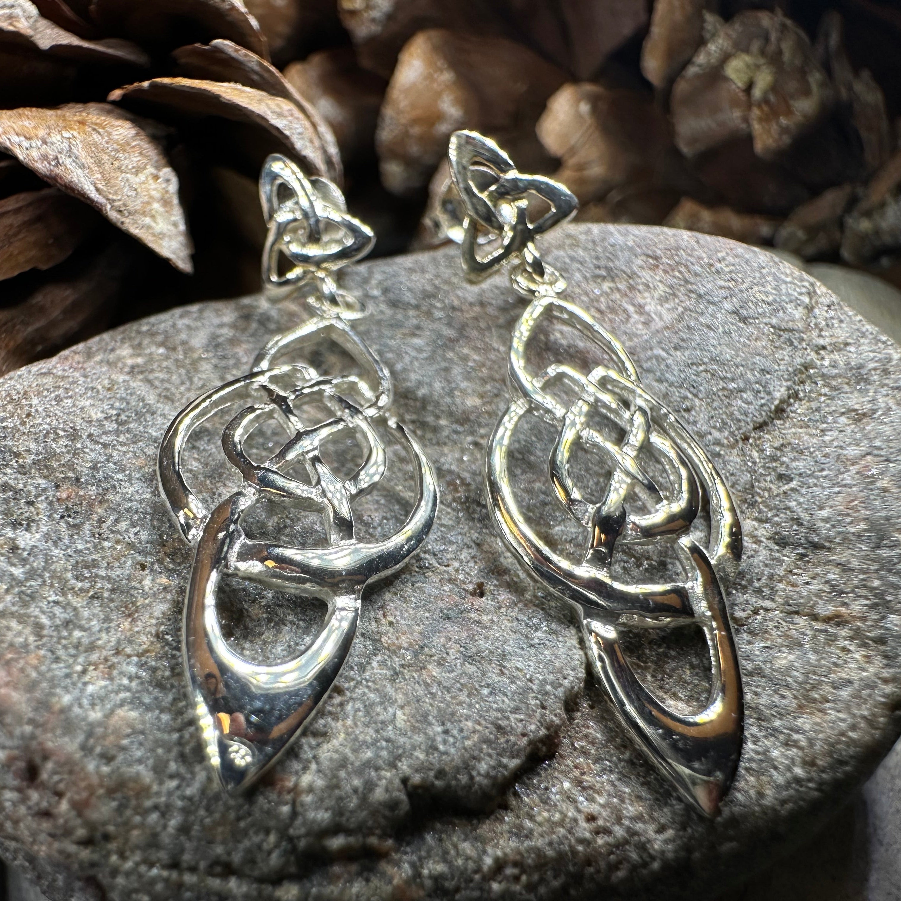 Celtic Knot Moon Earrings