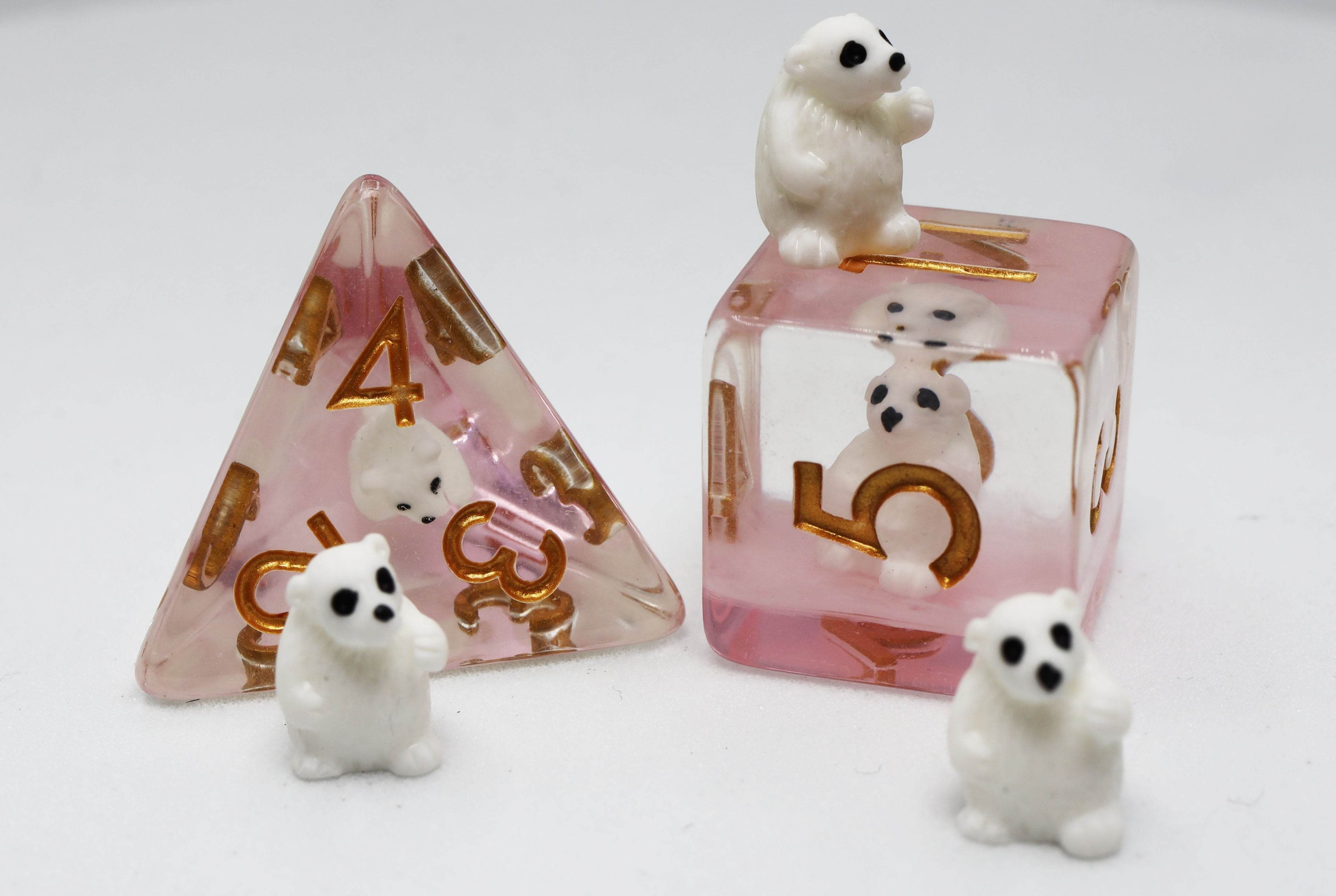 Pink Polar Bear RPG Dice Set - 