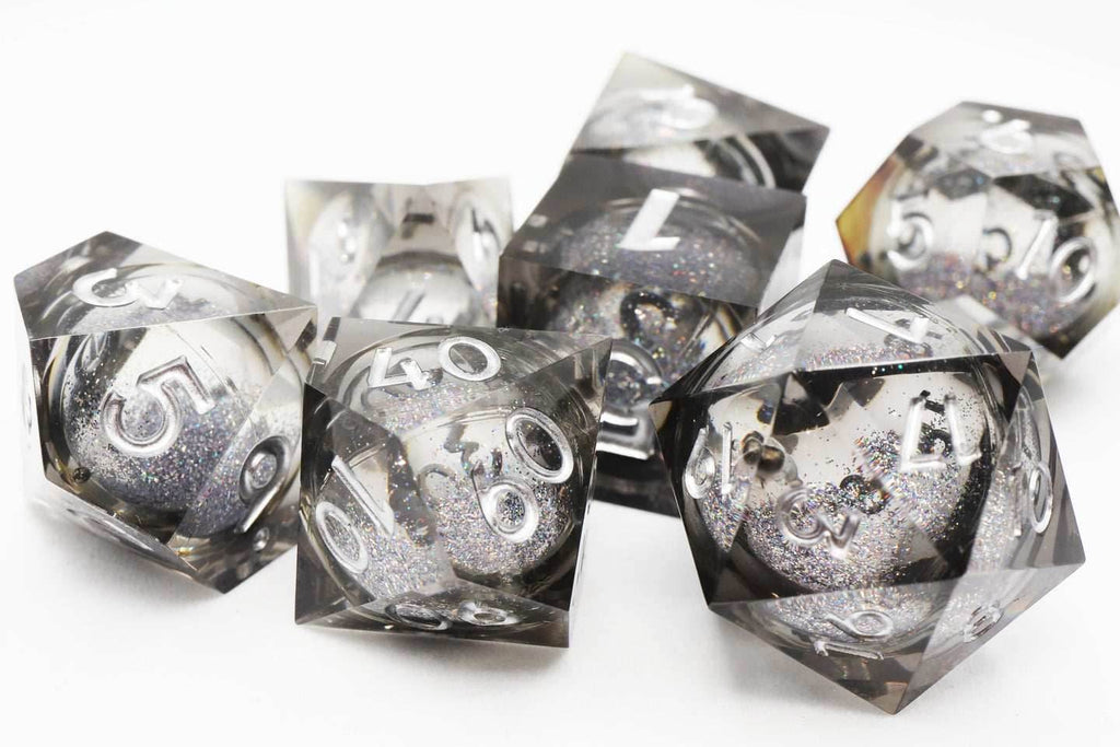 Sharp-Edged Liquid Core RPG Dice Set - Black