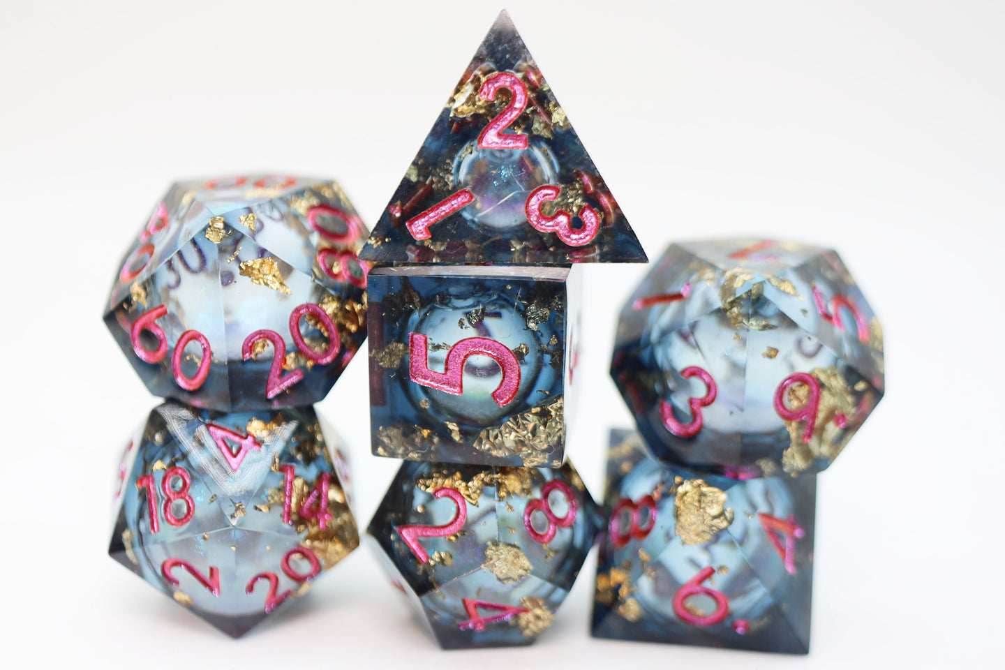 Sharp-Edged Liquid Core RPG Dice Set - Crystal Asteroid