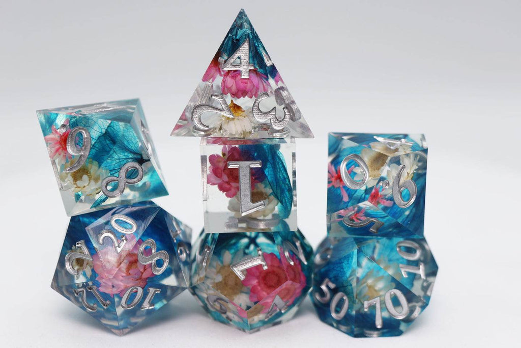 Sharp Edge Resin RPG Dice Set - Wildflower Bouquet - 