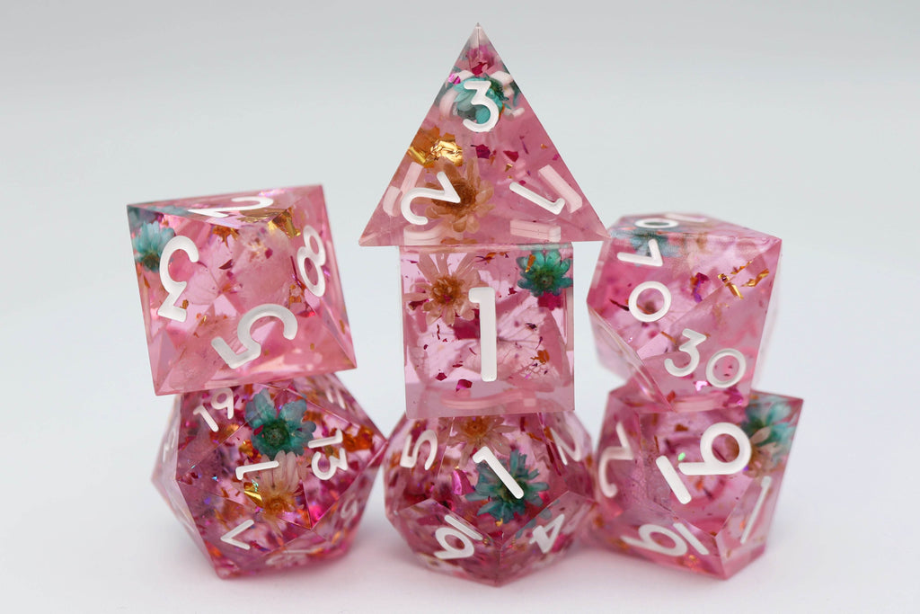 Sharp Edge Resin RPG Dice Set - Floral Wind - 