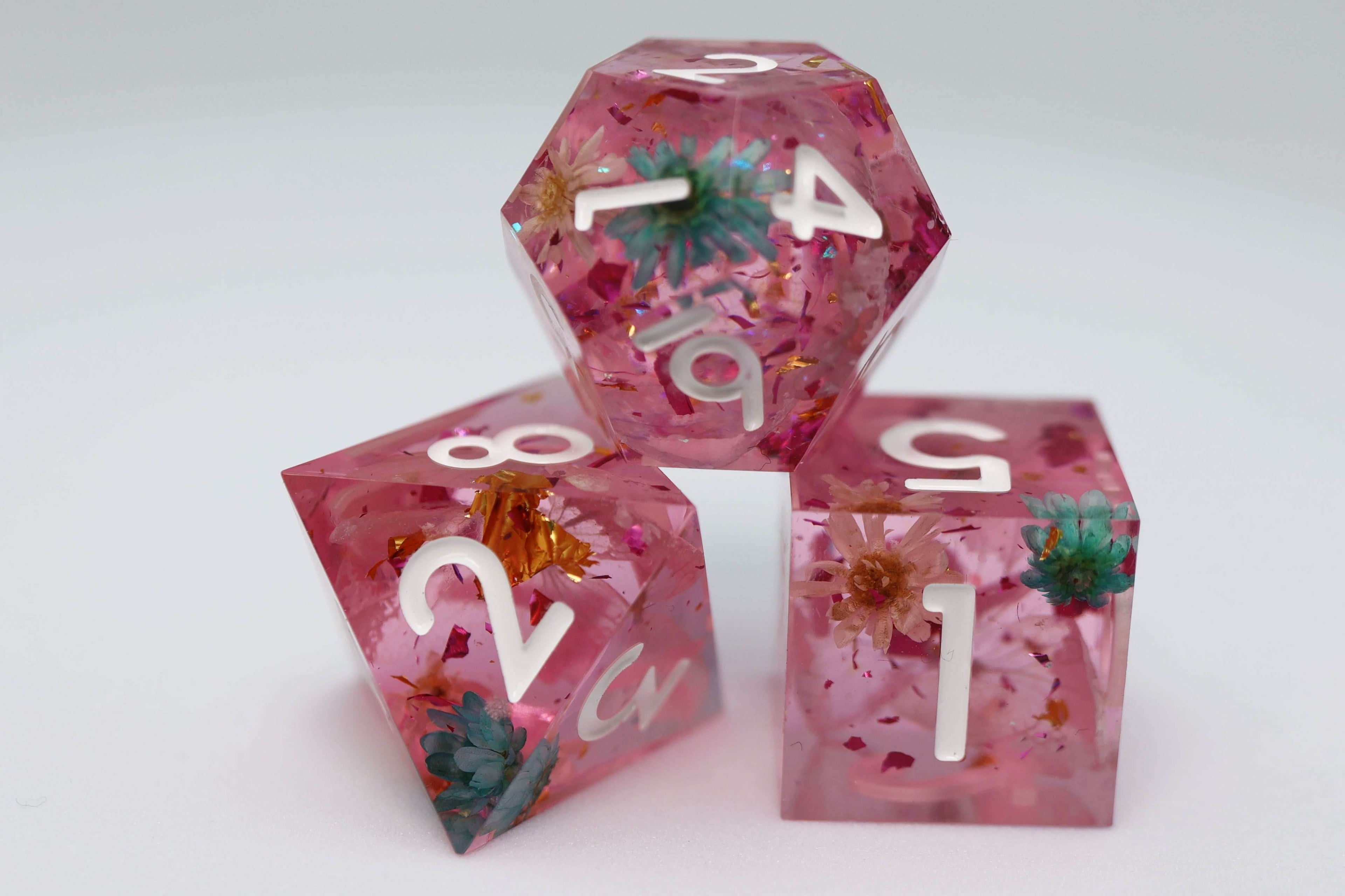 Sharp Edge Resin RPG Dice Set - Floral Wind - 