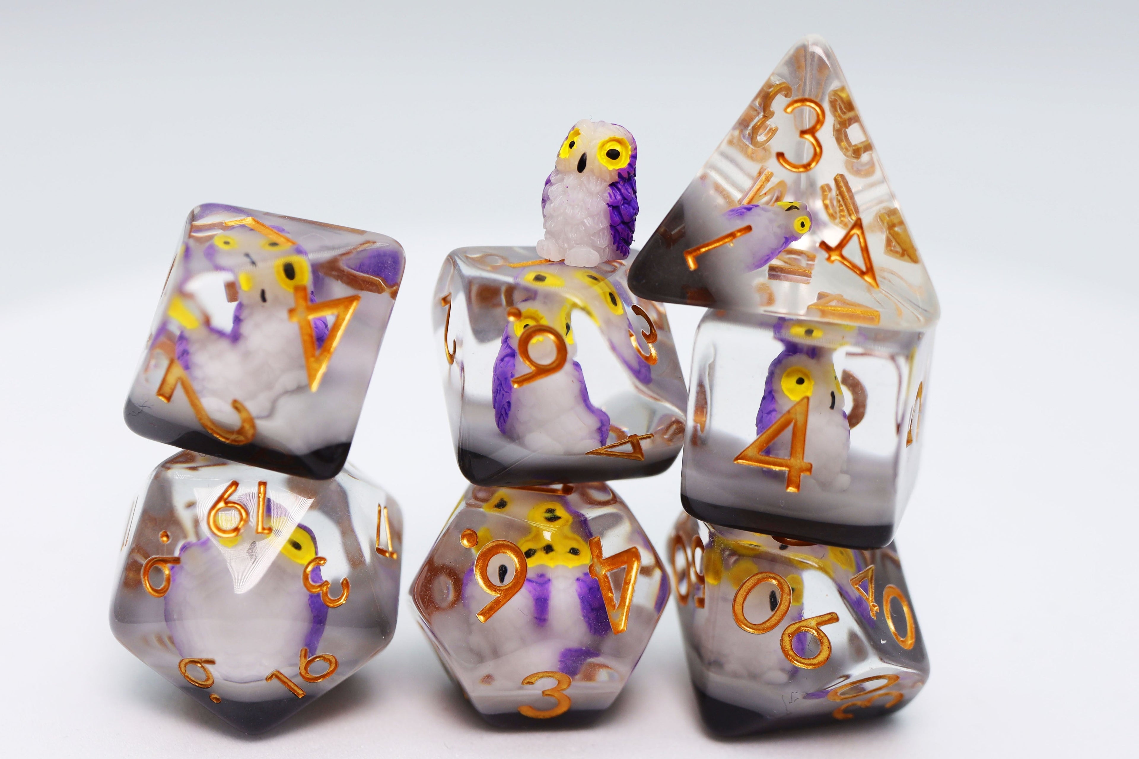 Purple Owl RPG Dice Set - 