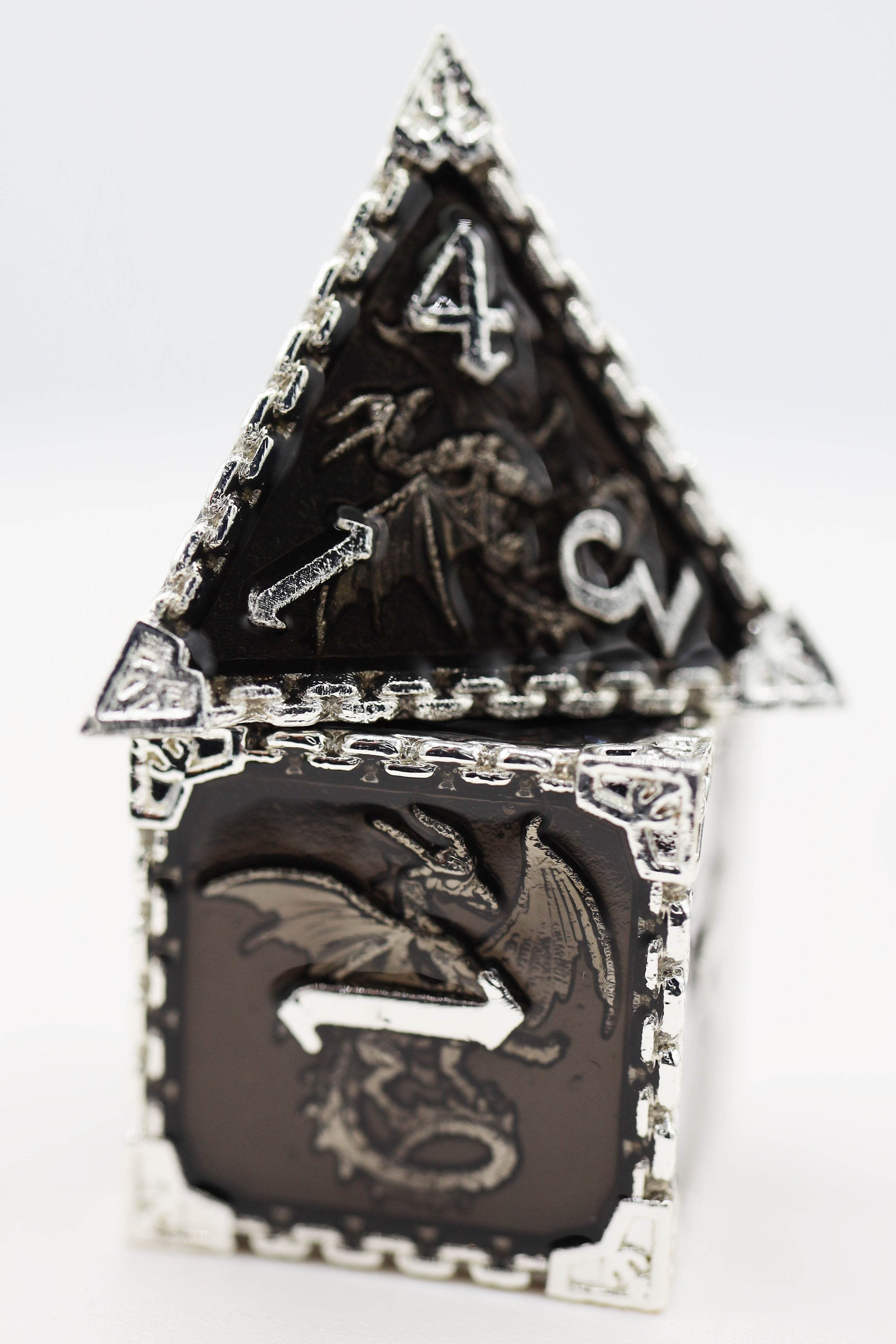 Chained Dragon: Silver Void - Metal RPG Dice Set - 