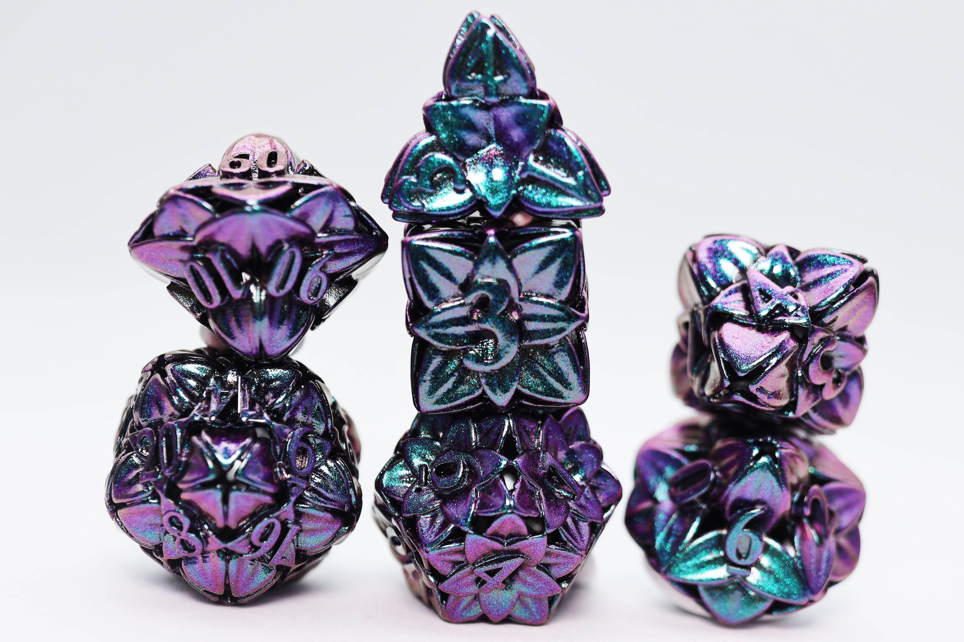 Otherworldly Flower - Hollow Metal RPG Dice Set - 