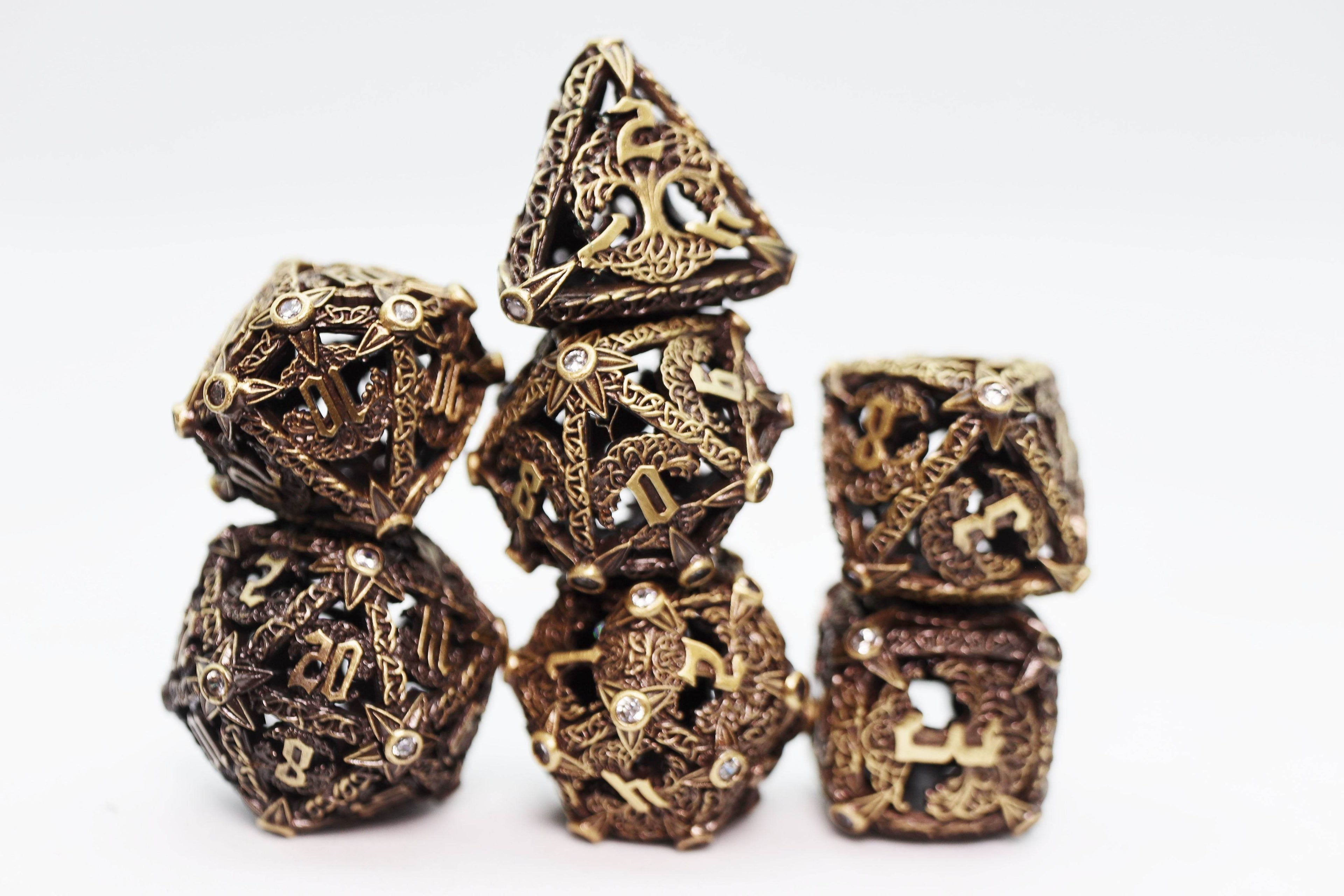 Trees of Virtue: Tree of Humility - Hollow Metal RPG Dice Set - 