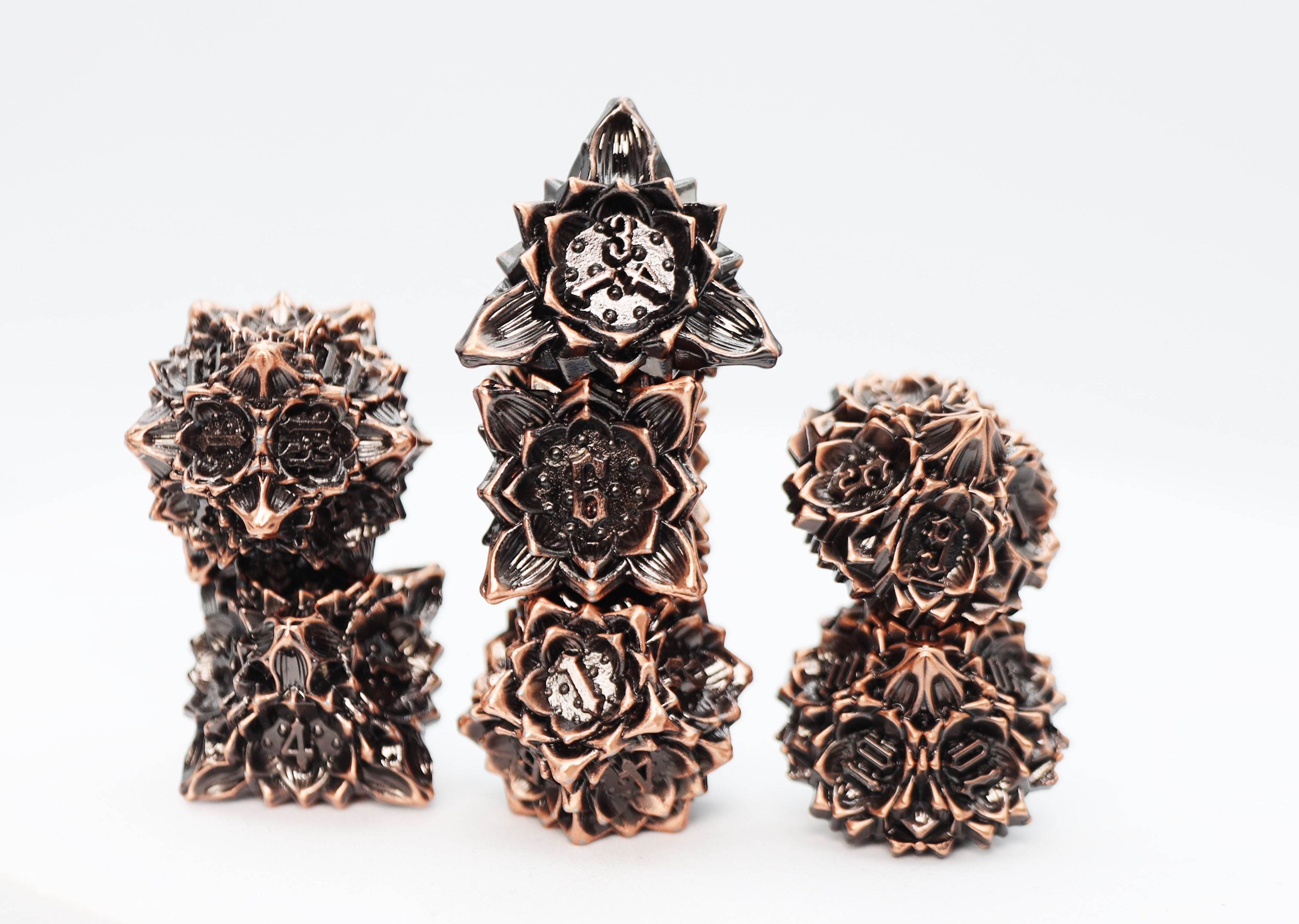 Floral Starburst: Ancient Bouquet - Metal RPG Dice Set - 