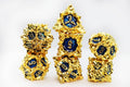 Floral Starburst: Golden Sweet Pea - Metal RPG Dice Set - 