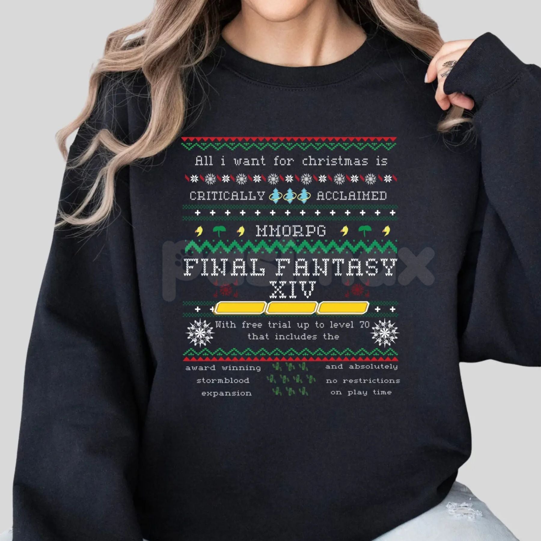 FFXIV Christmas Sweatshirt: "Critically Acclaimed Online RPG" Holiday Crewneck – Final Fantasy XIV Fan Gift