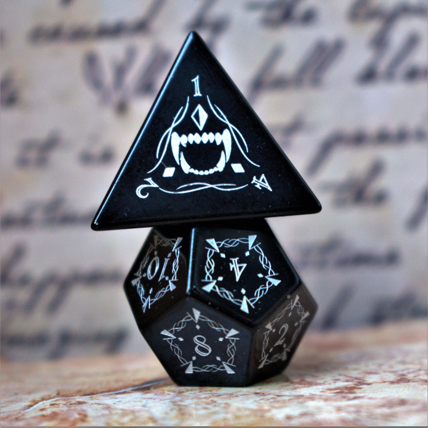 Fangs of Winter Obsidian Stone Dice Set 'PRE-ORDER | SPRING EVENT DEAL' - 