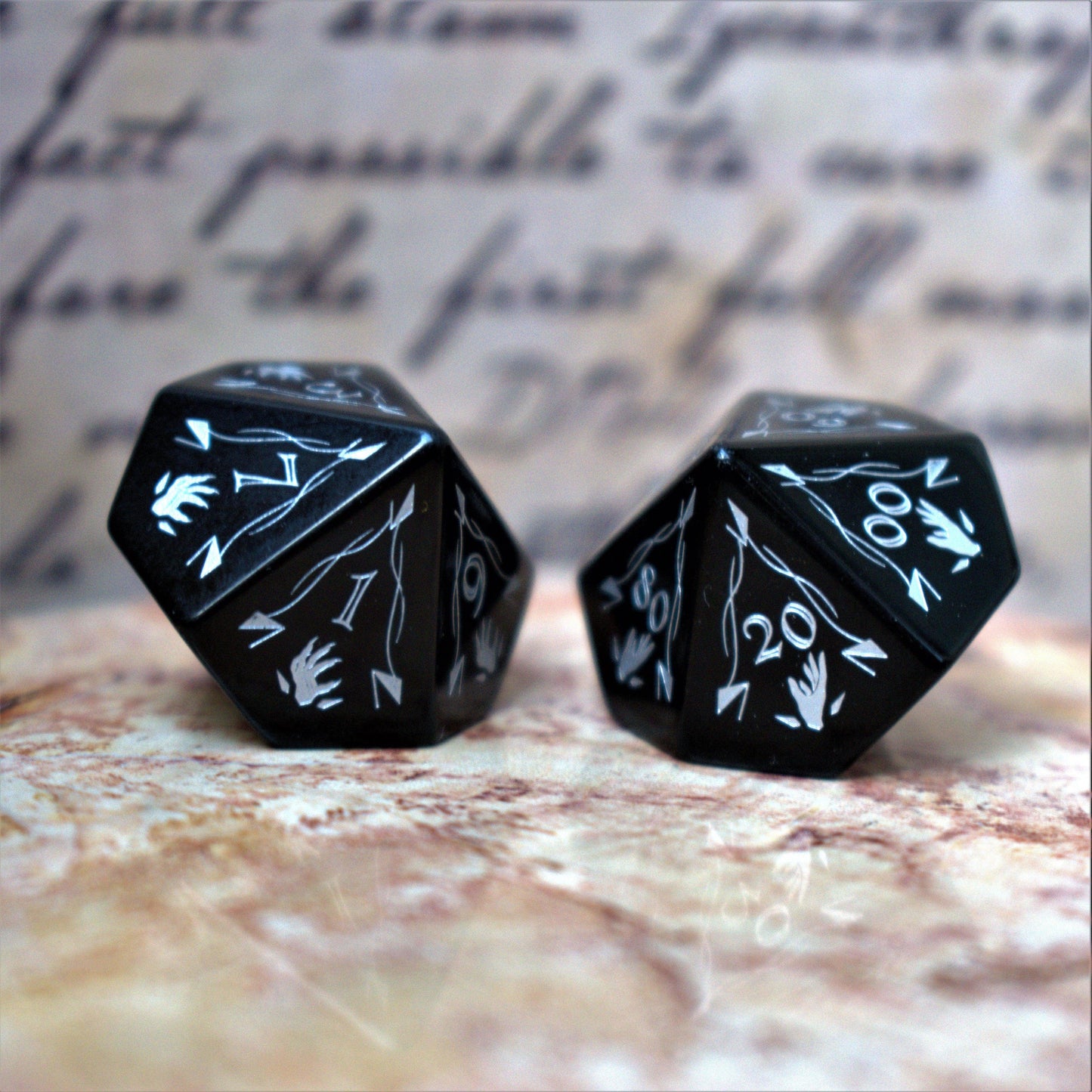 Fangs of Winter Obsidian Stone Dice Set 'PRE-ORDER | SPRING EVENT DEAL' - 