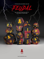 Kraken Dice Matte Dice Sets for TTRPGS - Feudal Black and Red
