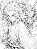 Fierce Flame Warrior Coloring Page – Exclusive Line Art Illustration
