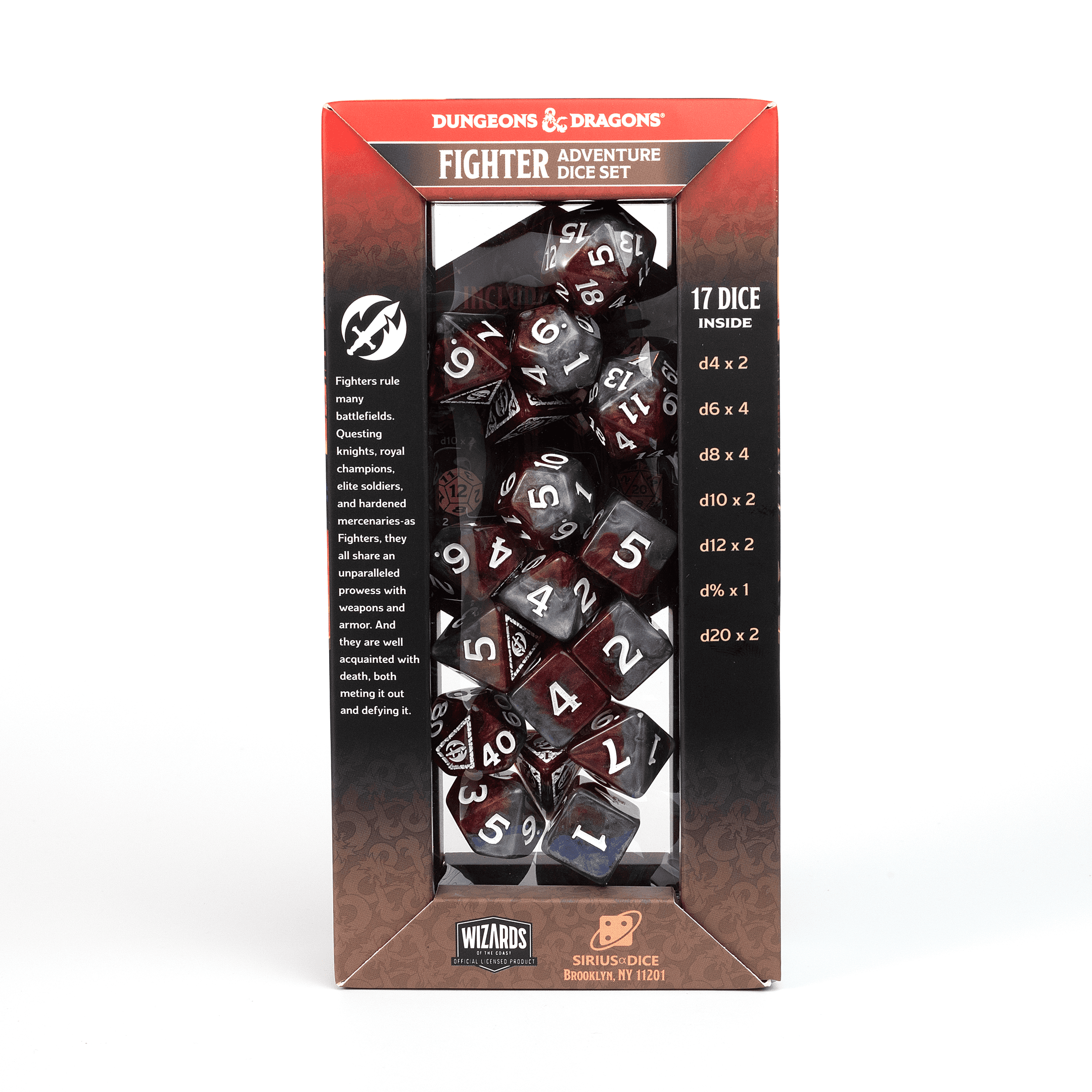 D&D Adventure Dice Set - Fighter Edition | Red 17pc Collection - 