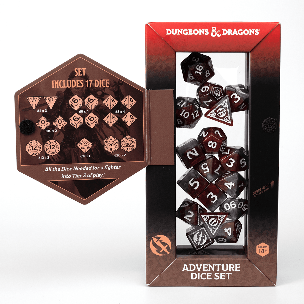 D&D Adventure Dice Set - Fighter Edition | Red 17pc Collection - 
