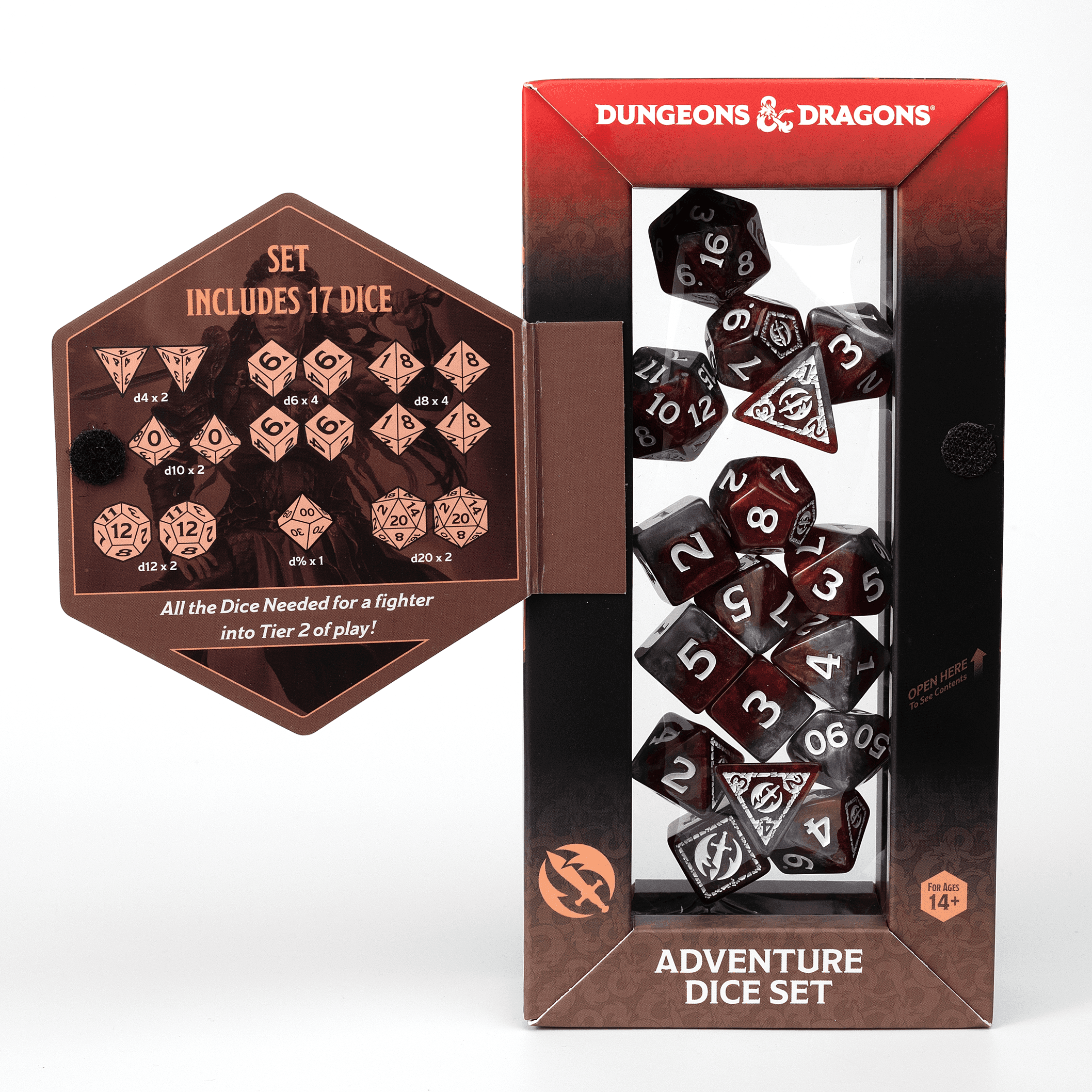 D&D Adventure Dice Set - Fighter Edition | Red 17pc Collection - 