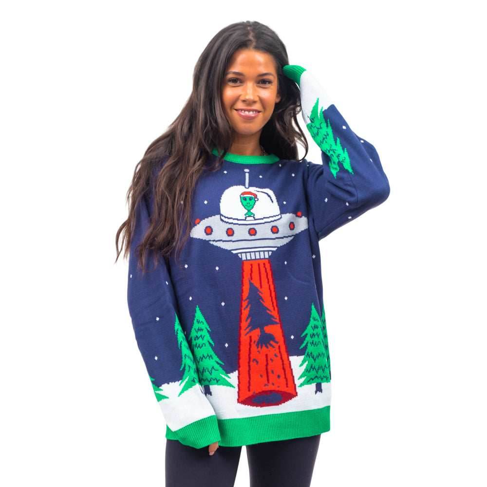 Flying Saucer Tree Abduction Sweater - XS
