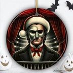 Phantom of the Opera Ceramic Ornament, Menacing Holiday Gift for Halloween Tree - Circle