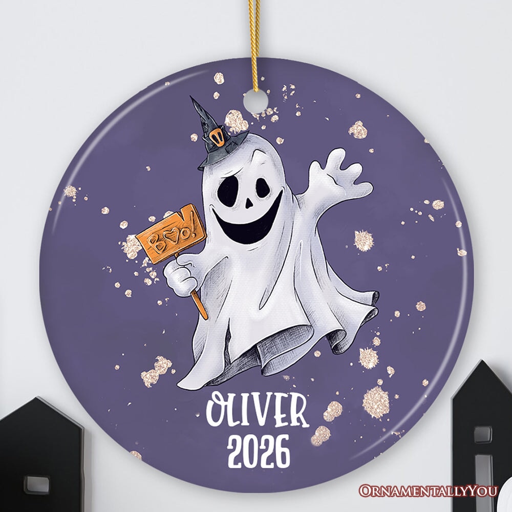 Customized Spooky Ghost Phantom Playful Halloween Ornament