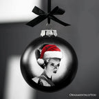 Frankenstein's Bride Christmas Spooky Portrait Glass Ornament, Black Horror Halloween Tree Decoration - 