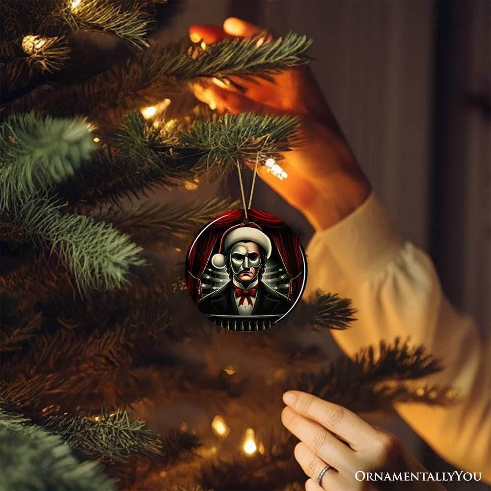 Phantom of the Opera Ceramic Ornament, Menacing Holiday Gift for Halloween Tree - Circle