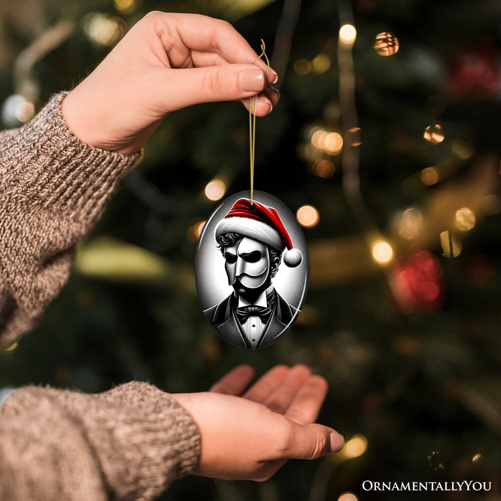 Dark Elegance Phantom of the Opera Santa Ornament, Mysterious Holiday Decor for Haunted Homes