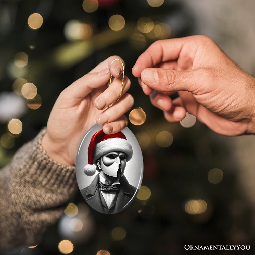 Dark Elegance Phantom of the Opera Santa Ornament, Mysterious Holiday Decor for Haunted Homes