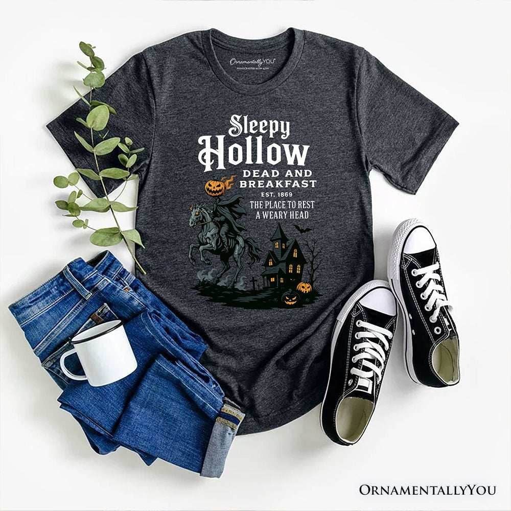 Headless Horseman Sleepy Hollow Halloween T-Shirt, Dead and Breakfast Retro Tee - Gray / XS