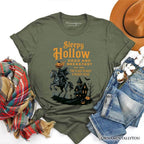 Headless Horseman Sleepy Hollow Halloween T-Shirt, Dead and Breakfast Retro Tee - Military Green / XS